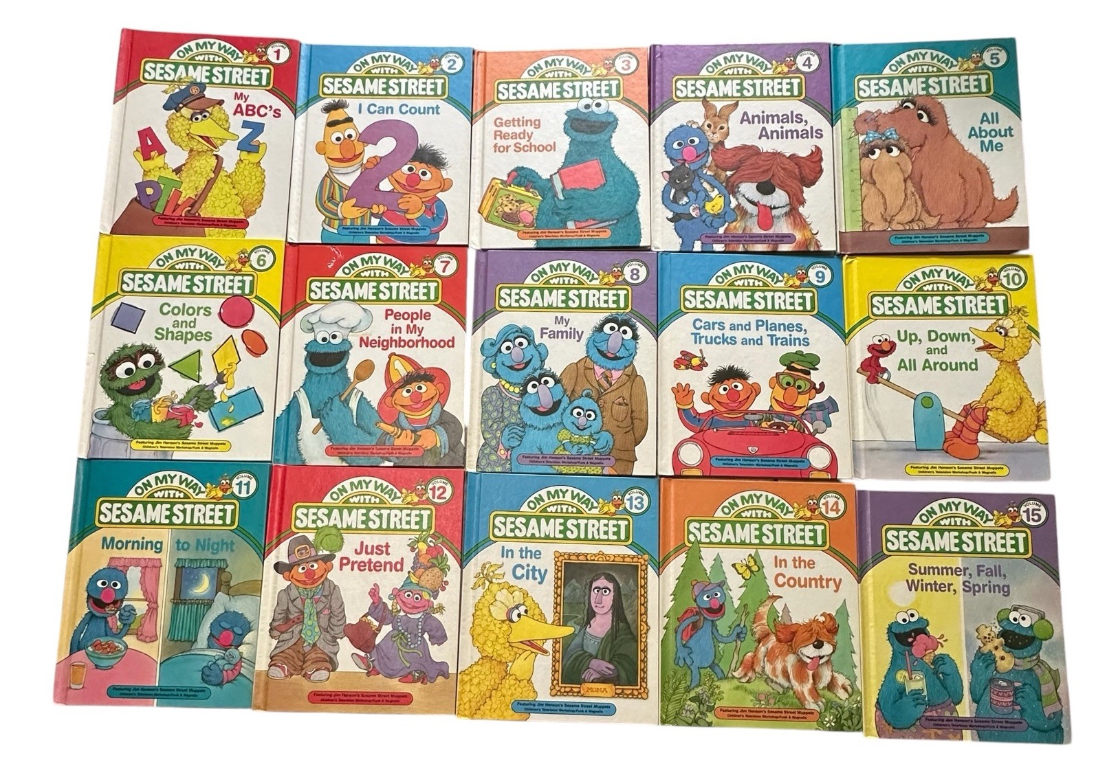 1989 On My Way With Sesame Street Books Complete Set 1-15 CTW Funk & Wagnalls