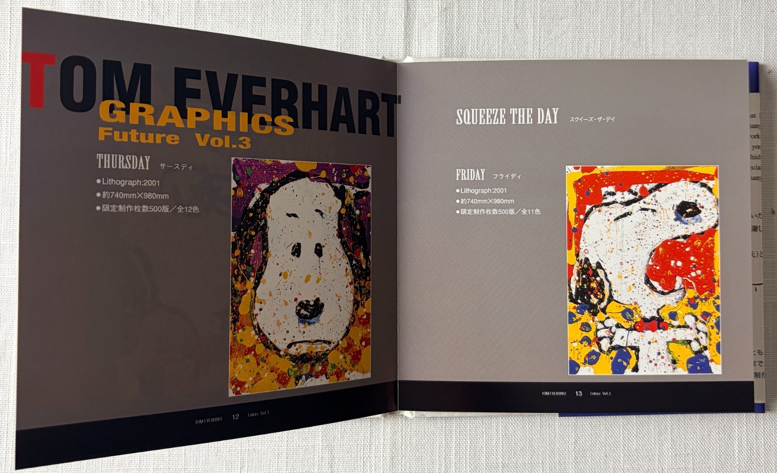 Tom Everhart Set of 3 Snoopy Graphics: Exciting, Memories, Future, Japan, HC/DJ