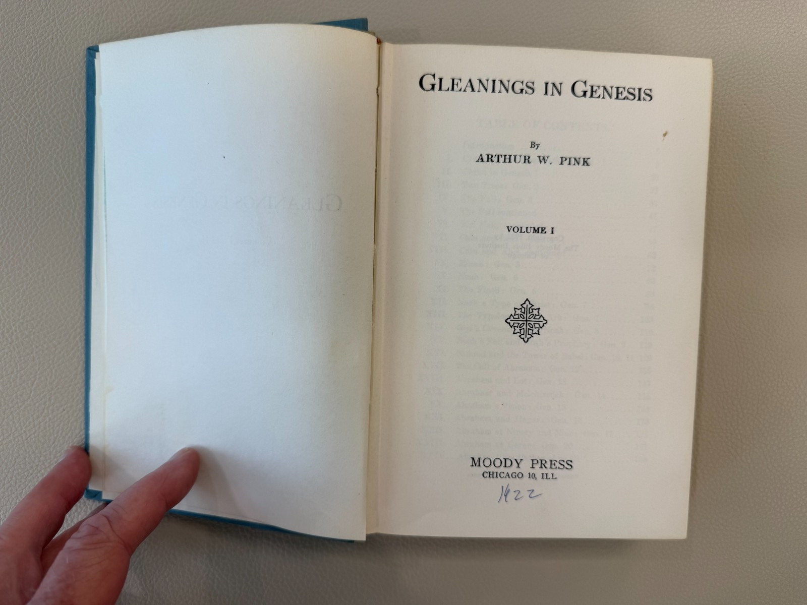 1922 ARTHUR W. PINK. Gleanings in Genesis Volumes 1 & 2 HB Nice!