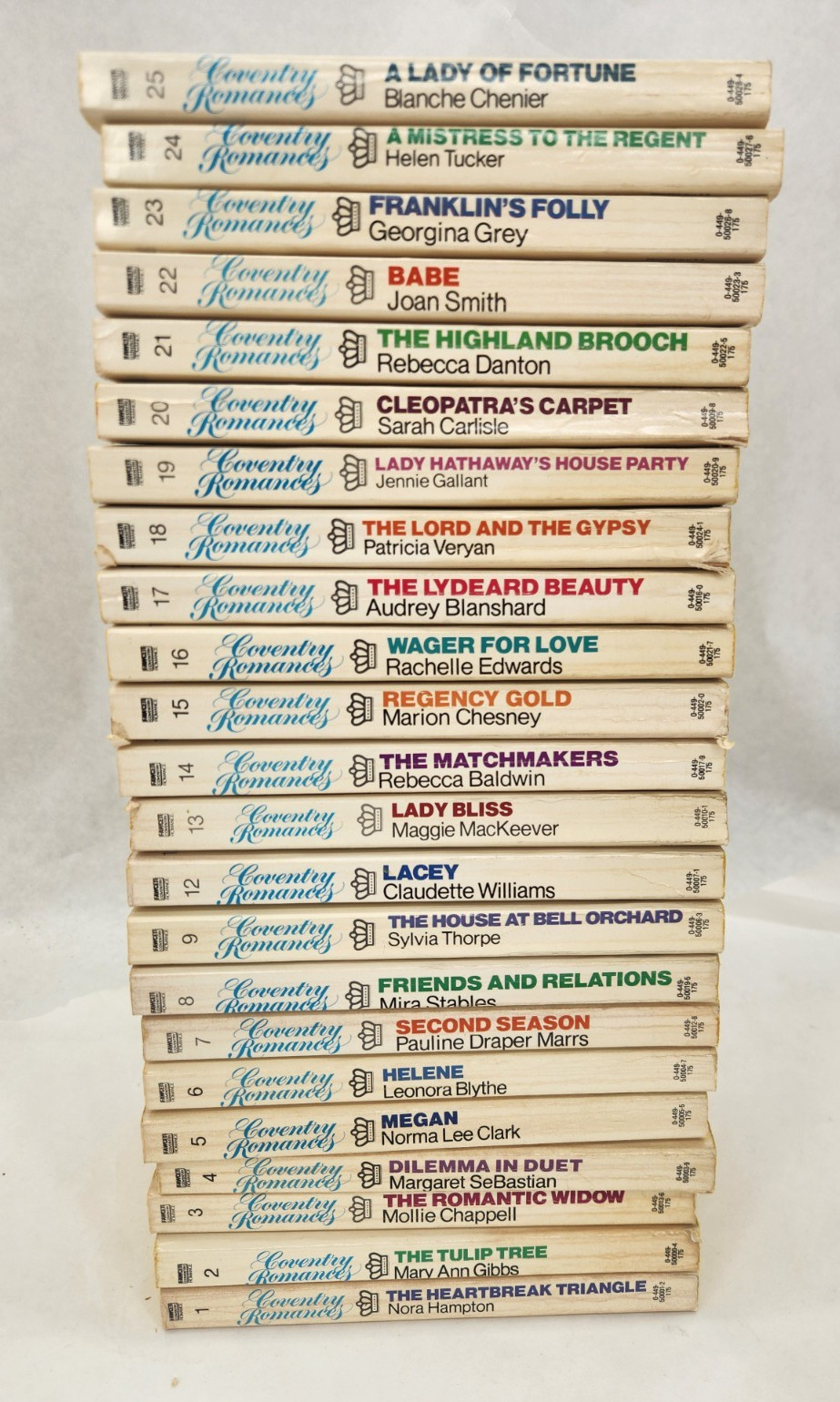 Vintage Fawcett Coventry Romances paperback book lot of 23 #1-9 & 12-25