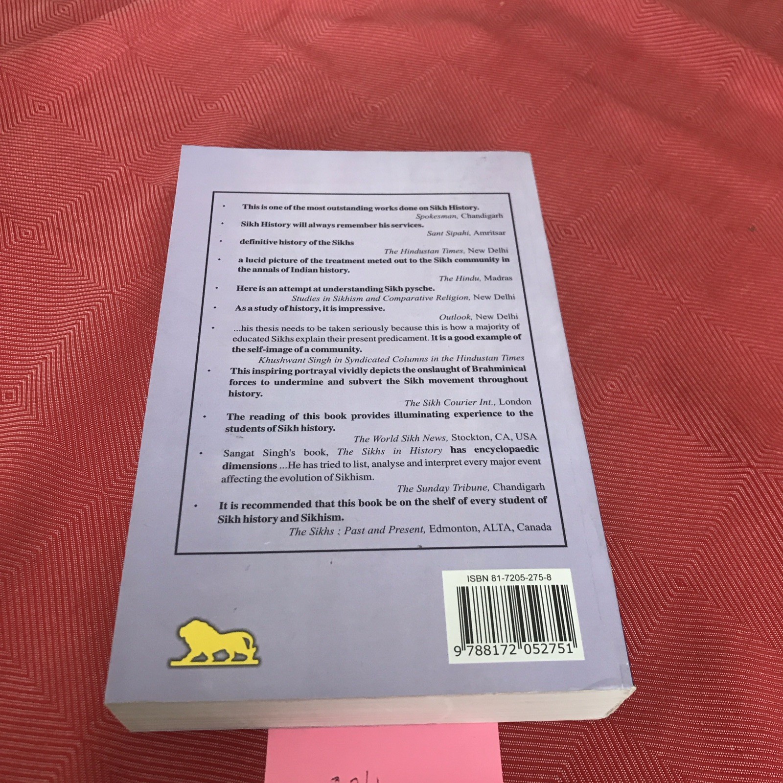 The Sikhs In History 7th Edition (2010) Sangat Singh Paperback