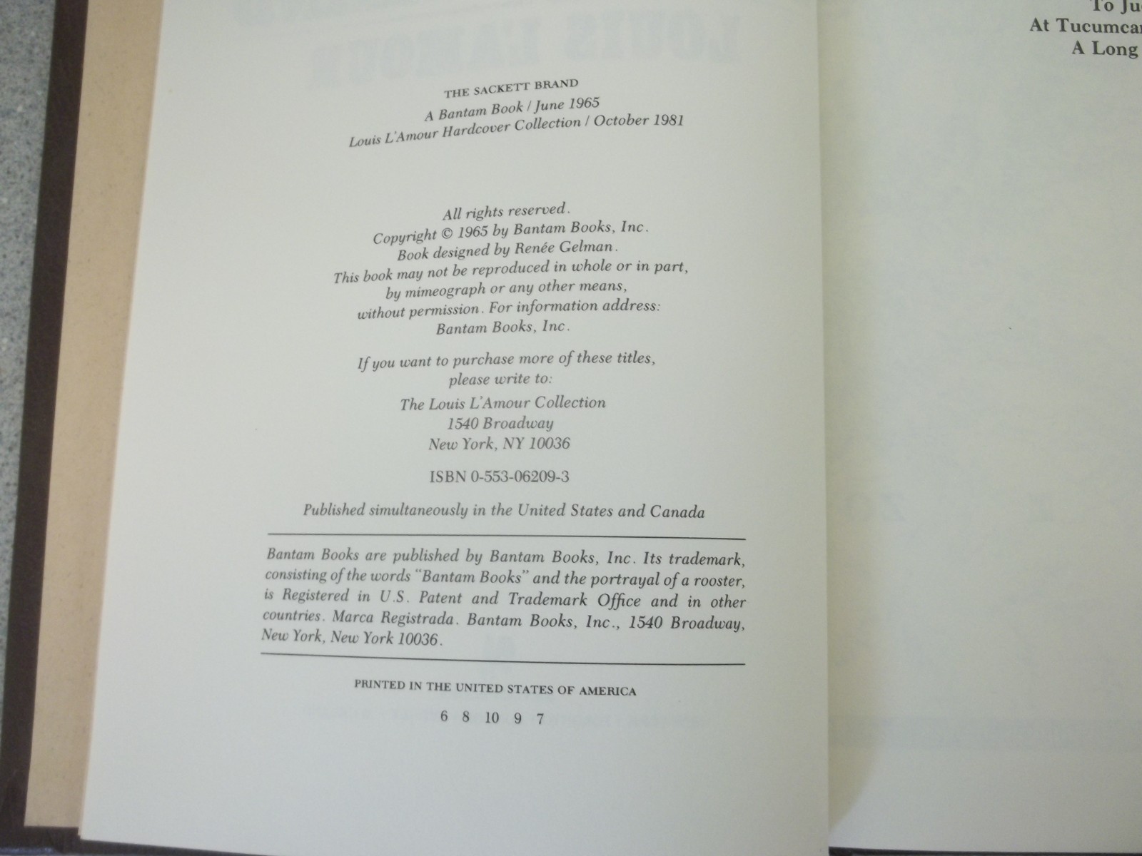 Louis Lamour Collection The Sackett Companion, The Sackett Brand, Jubal Sackett