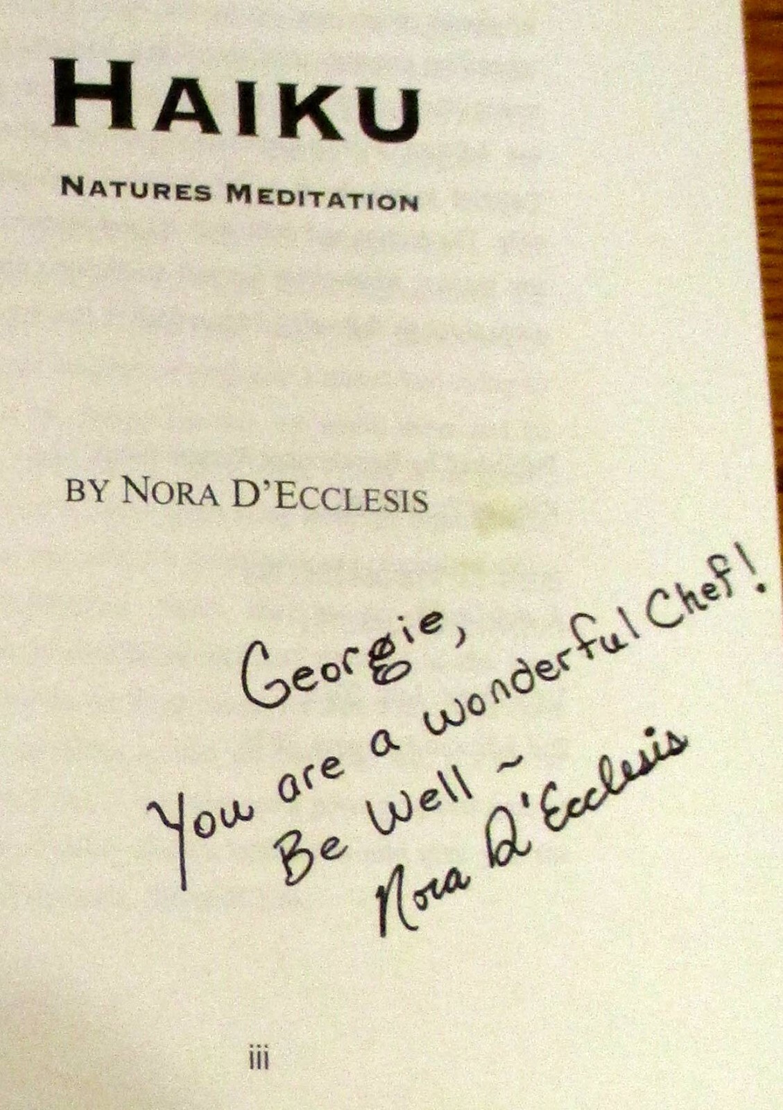 2018 Haiku Natures Meditation by Nora D’Ecclesis SIGNED 123 Pages Softcover