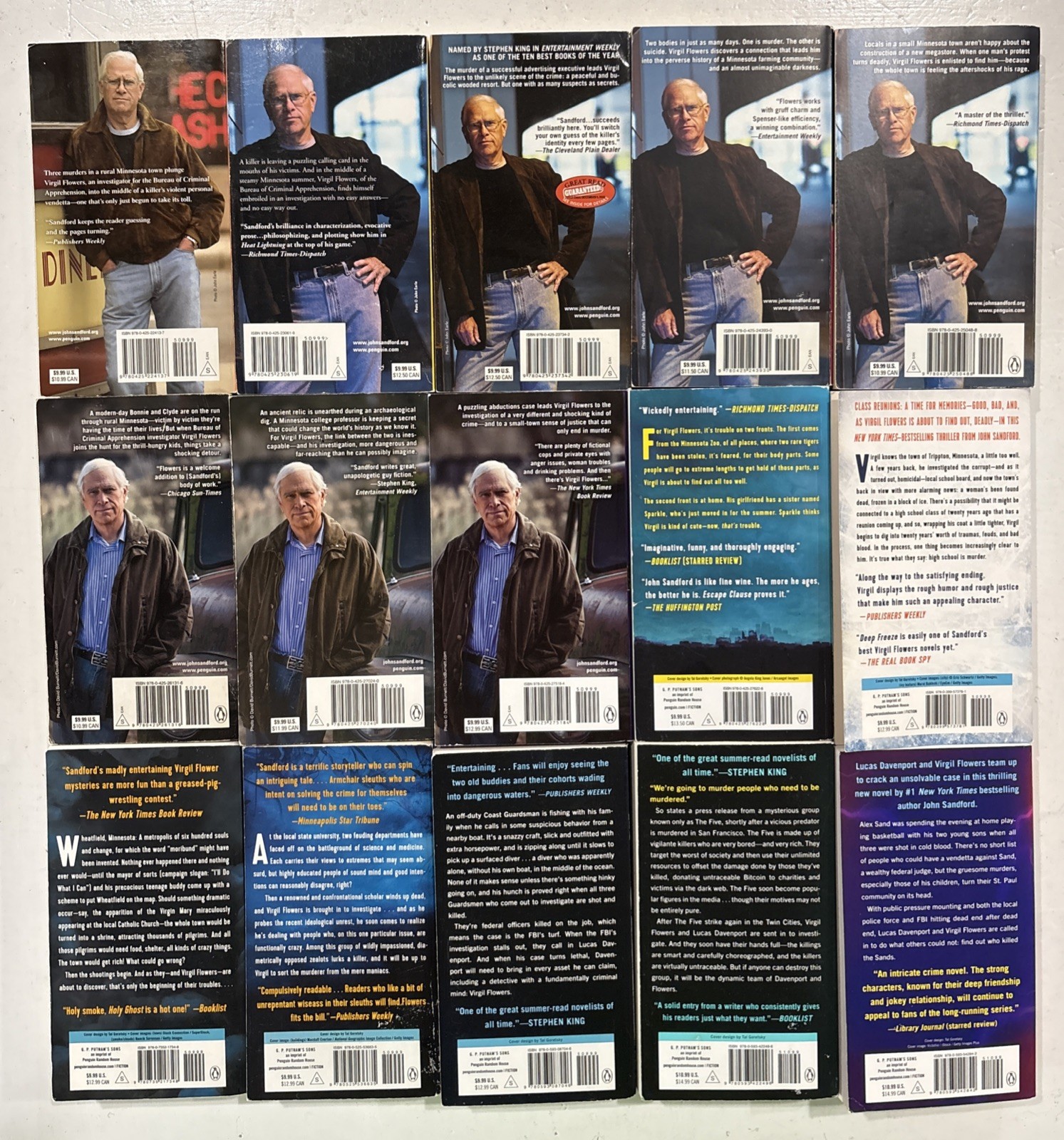 Complete VIRGIL FLOWERS Series #1-15 JOHN SANDFORD 15 Book Paperback Lot Set VG