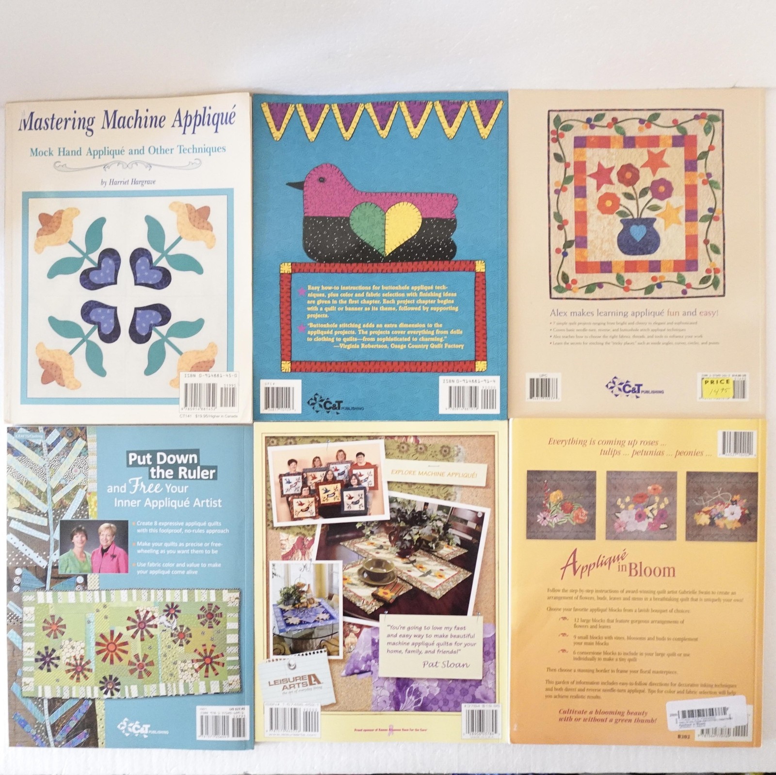 Lot of 6 Appliqué Quilting Books Alex Anderson Pat Sloan Jean Wells C&T Pub