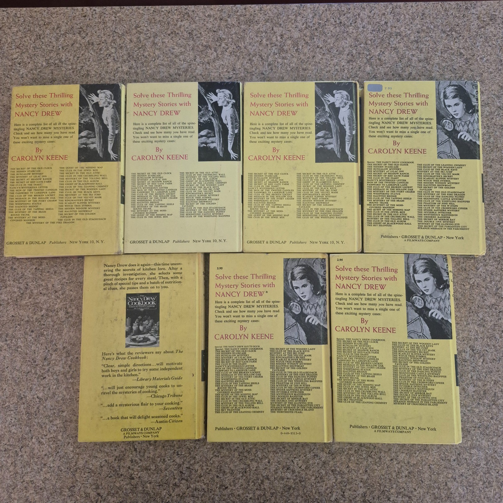 Carolyn Keene NANCY DREW Lot of 15 Vintage Yellow Matte Hardcovers – HC GC