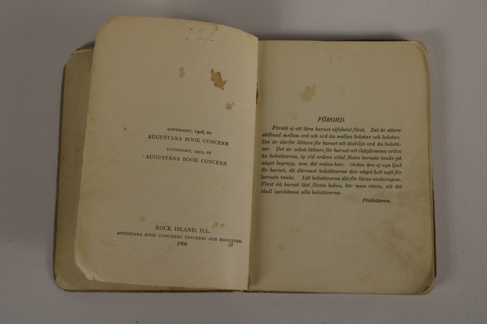 Första läseboken for Skolan Och Hemmey ac Hulda Magnusdon, A.B. 1912 Antique