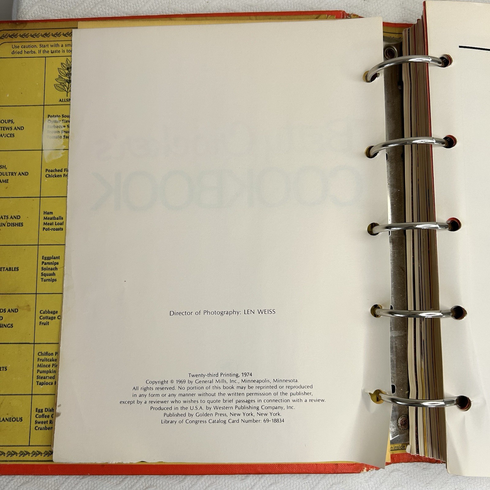 Betty Crocker’s Cookbook 1974 Vintage 23rd Printing with 5 Ring Binder