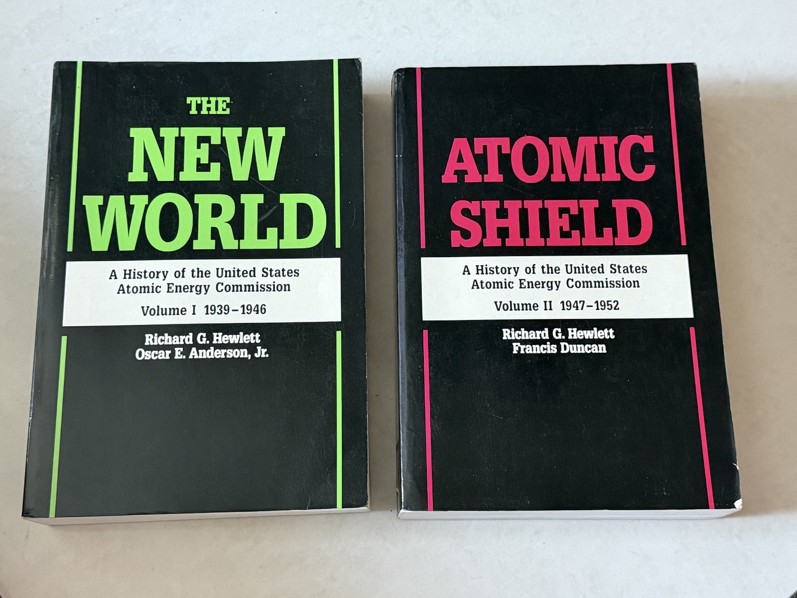 Set of 2 Books Atomic Shield & New World by R Hewlett & F Duncan Paperbacks 1990