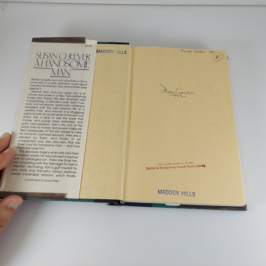 A Handsome Man Susan Cheever 1981 Simon And Schuster 1st Print HCDJ Ex-Library