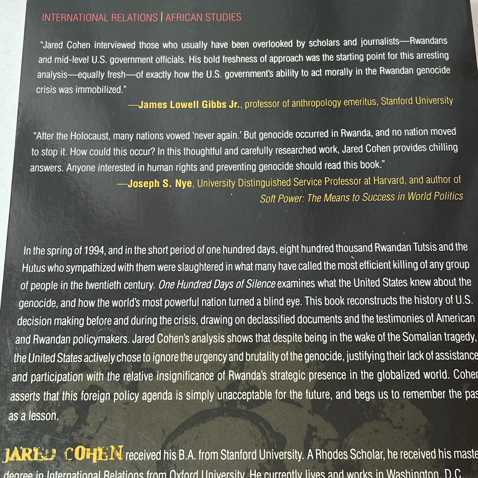 One Hundred Days of Silence : America and the Rwanda Genocide by Jared A. Cohen