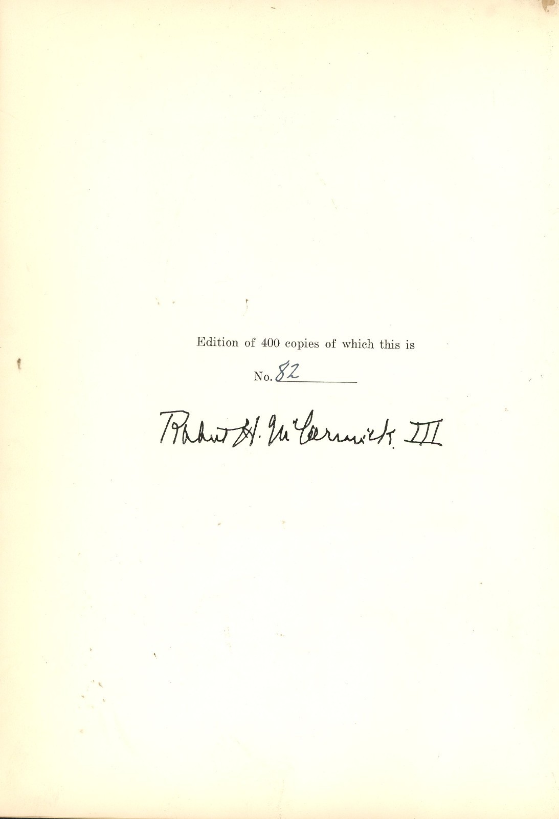 [Signed] McCormick-Hamilton Lord-Day Ancestral Lines. Genealogy (1957)
