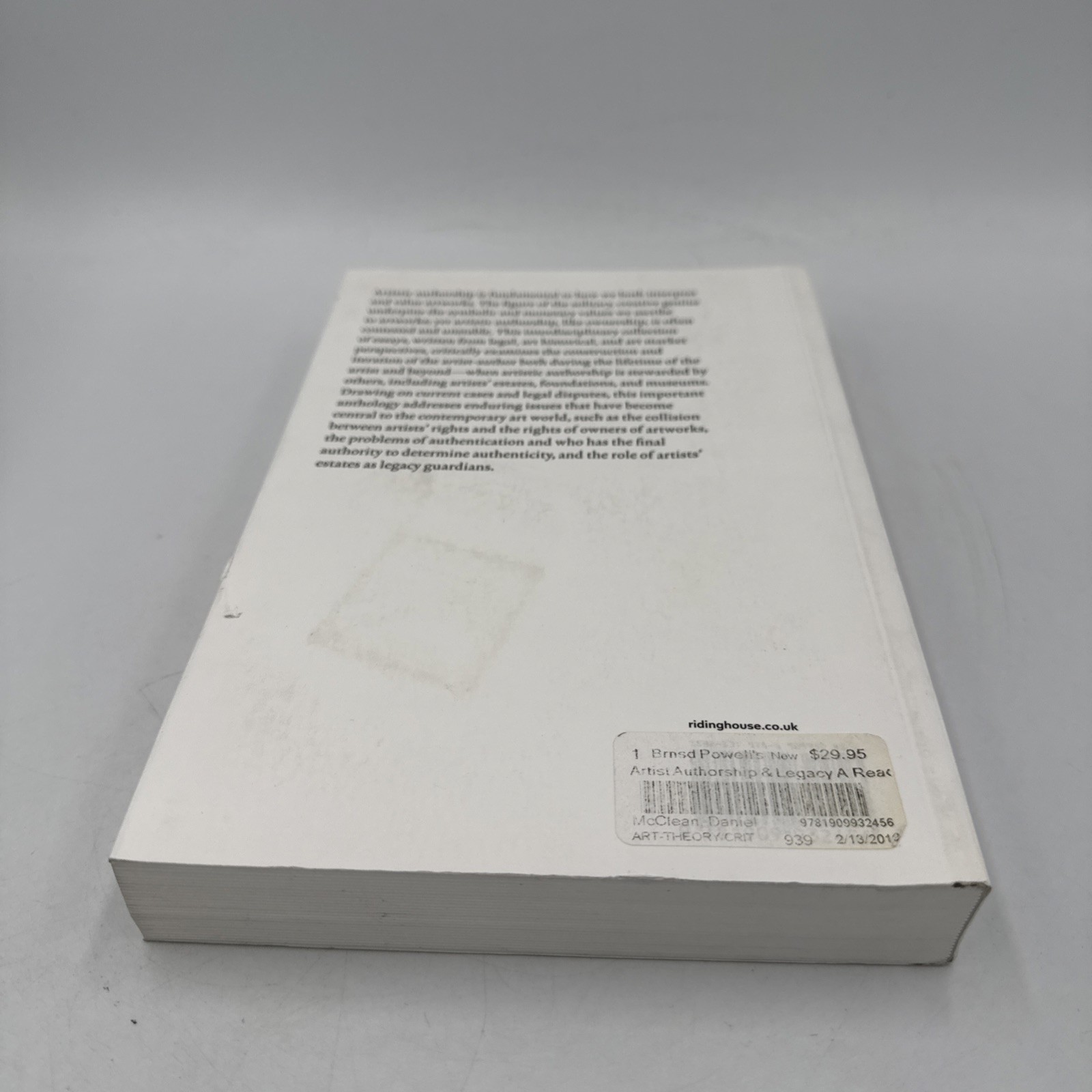 Artist, Authorship and Legacy: a Reader by Daniel McClean (2019, Trade…