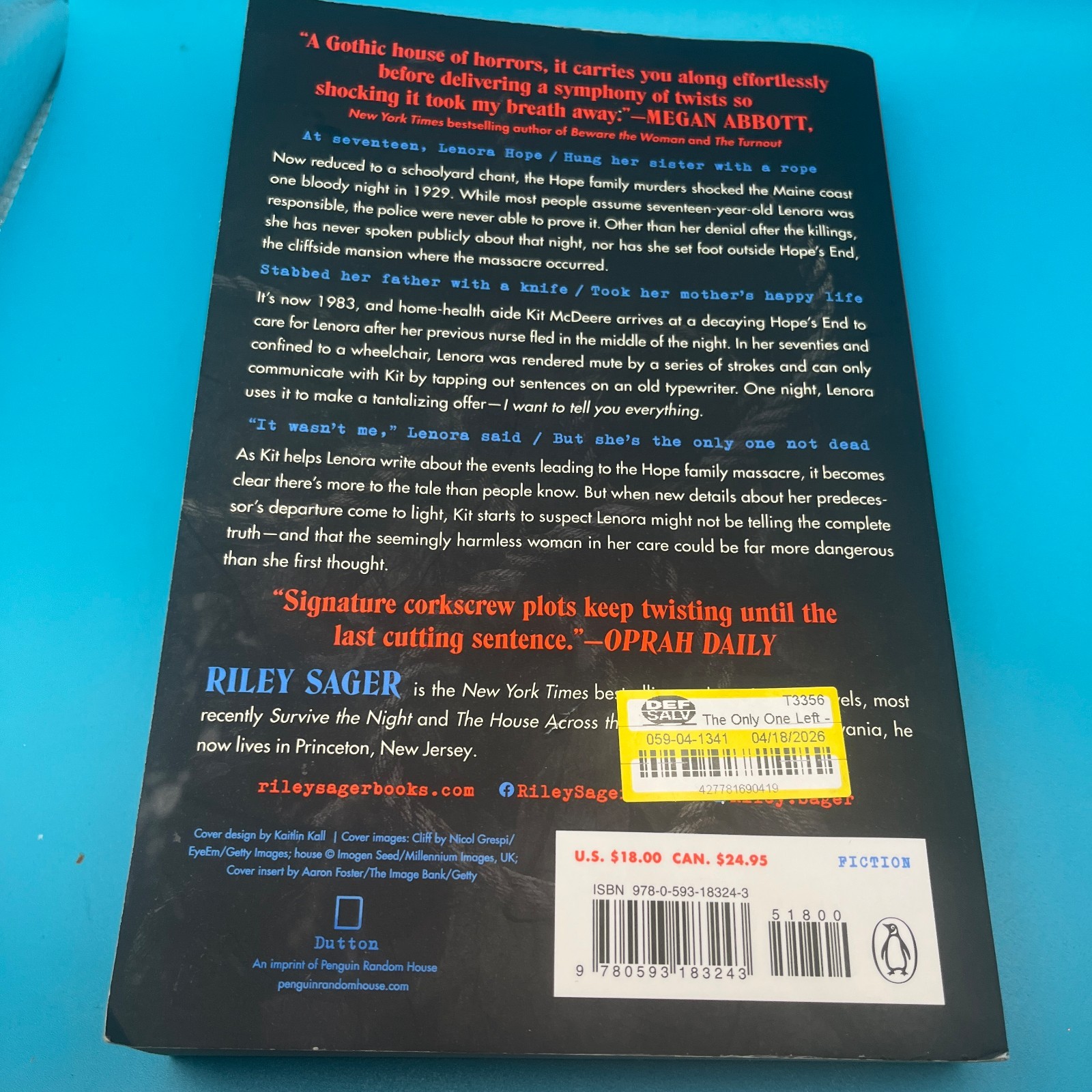 The Only One Left: A Novel – paperback Sager, Riley