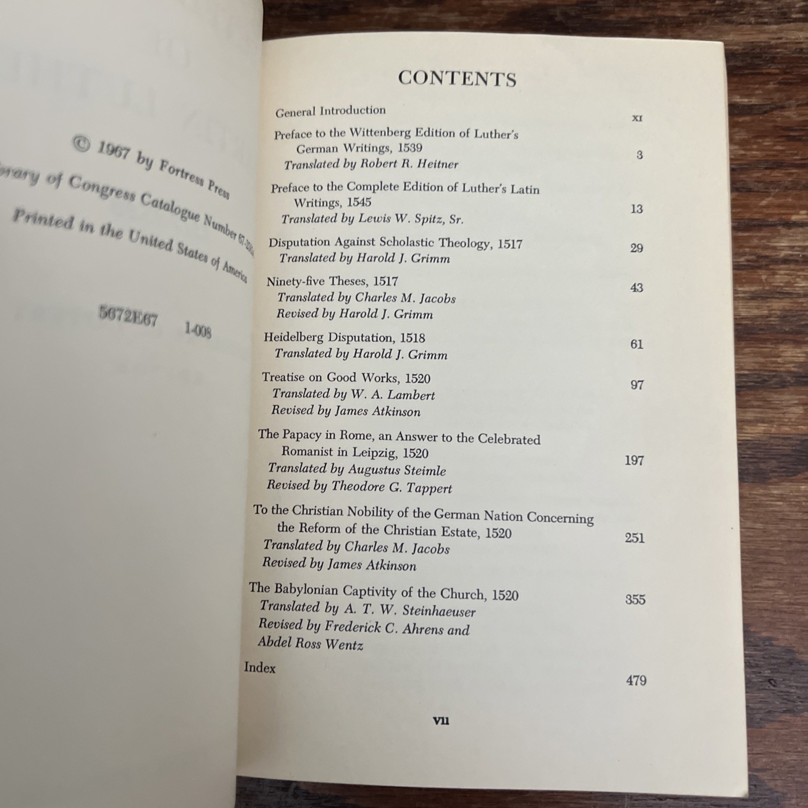 Vintage Selected Writings of Martin Luther 1517-1520 Paperback 1967