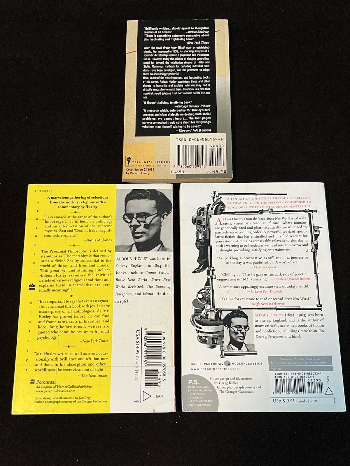 Aldous Huxley Lot: Brave New World & BNW Revisited; The Perennial Philosophy PB
