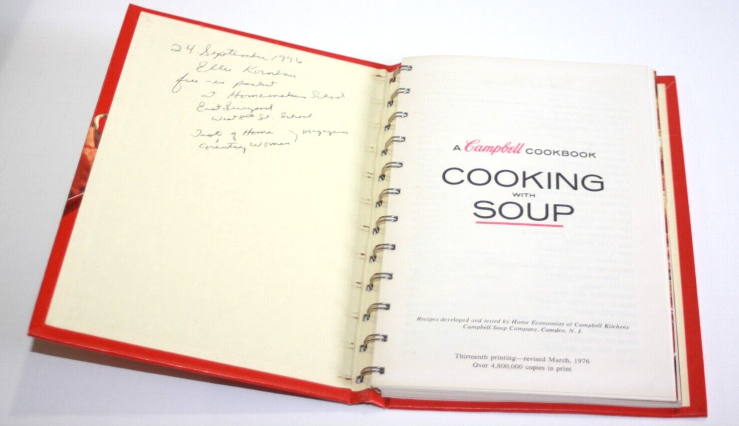 A Campbell Cookbook Cooking With Soup VTG Hardcover Spiral Bound 1976