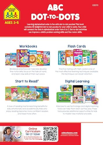 School Zone ABC Dot-to-Dots Workbook: 32 Pages, Preschool, Kindergarten,…