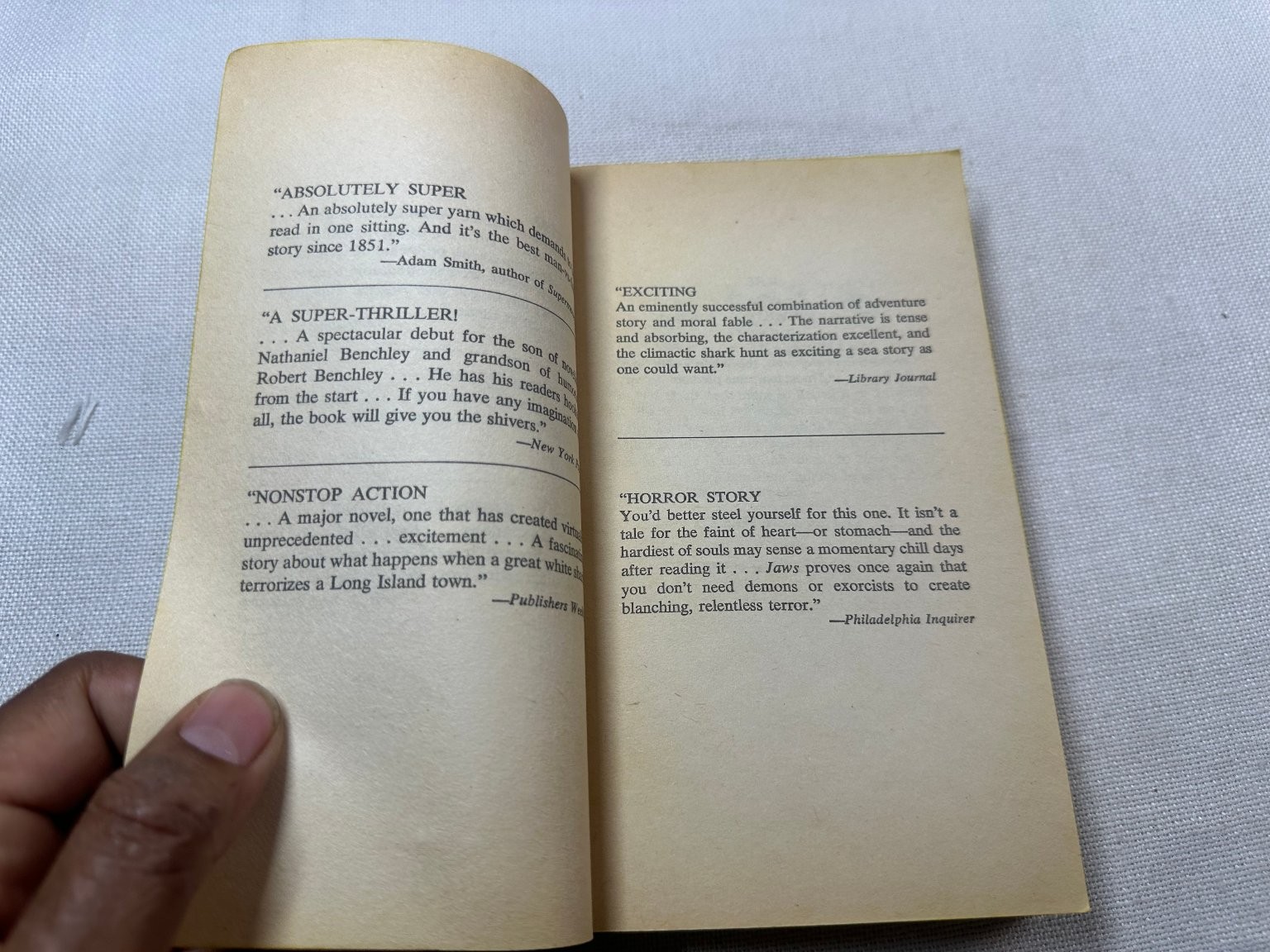 Jaws Peter Benchley 1975 Bantam Edition Thriller Novel Shark Classic