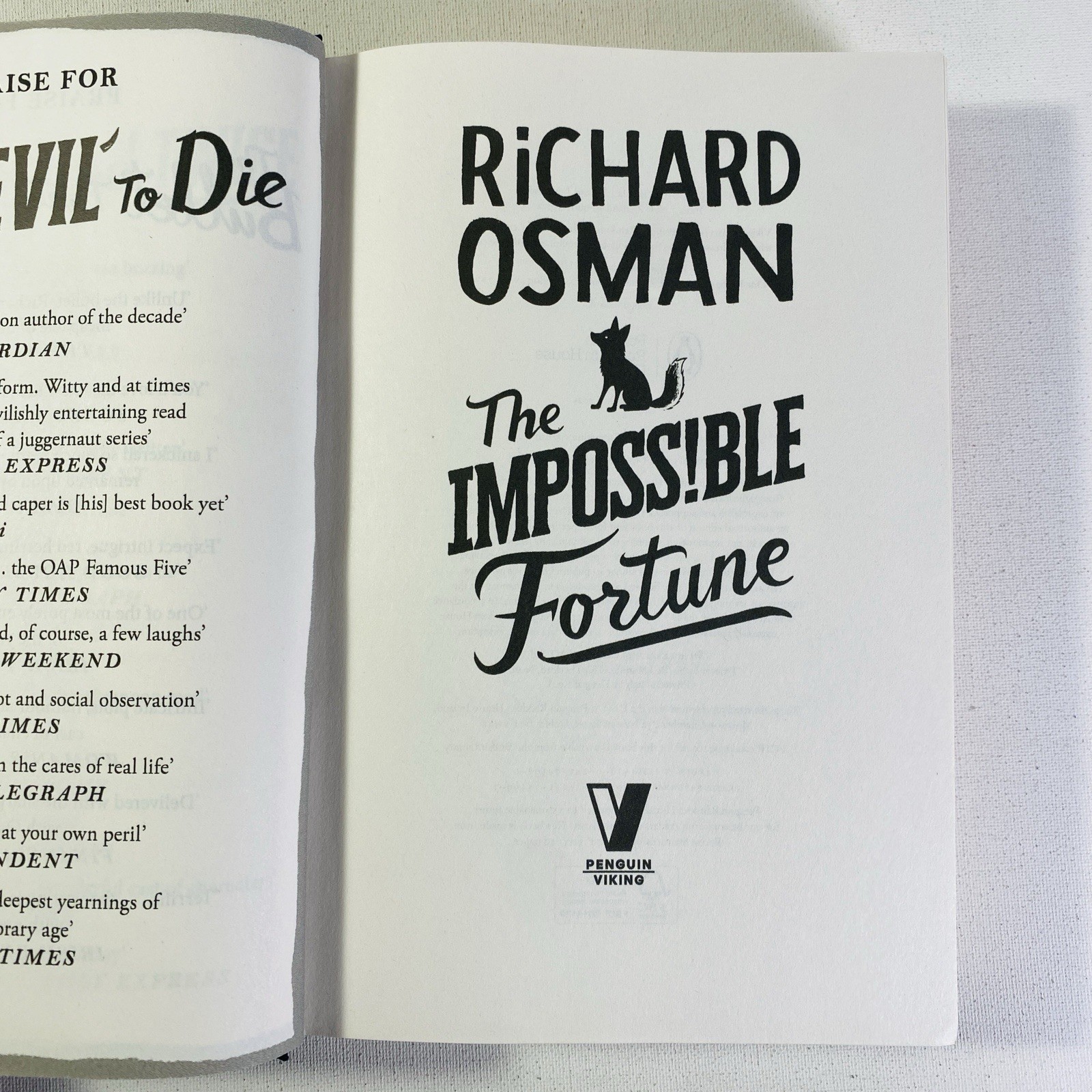 The Impossible Fortune by Richard Osman 2019 Hardcover