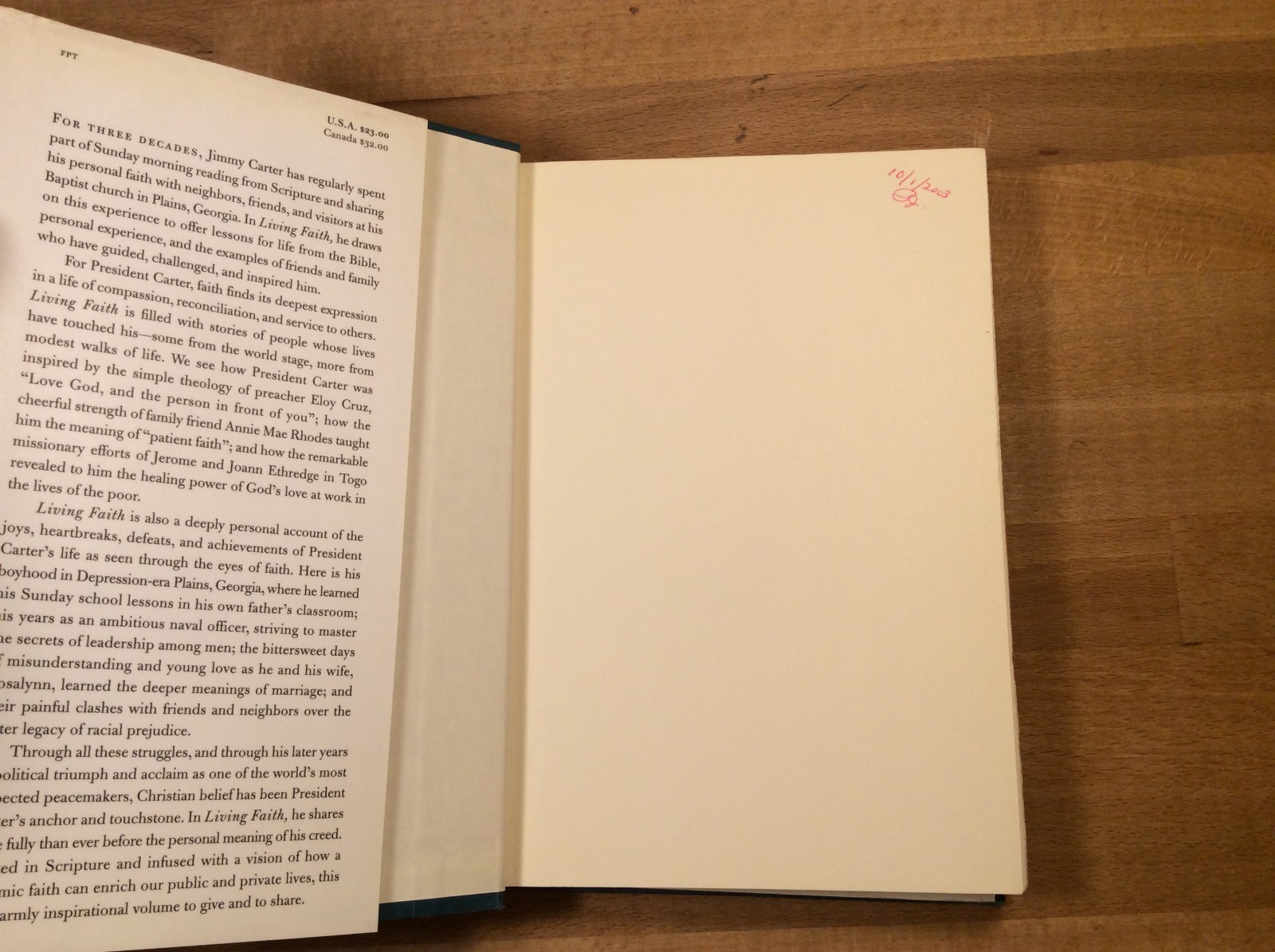 Living Faith, SIGNED Jimmy Carter, Hardcover