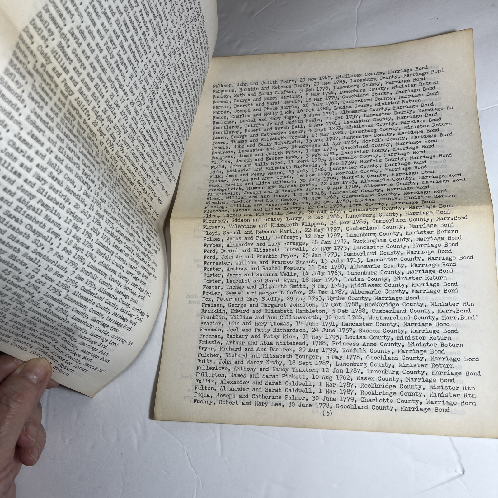 SOME VIRGINIA MARRIAGES Genealogy Records 1700-1799 Pioneer Colonists Book pages
