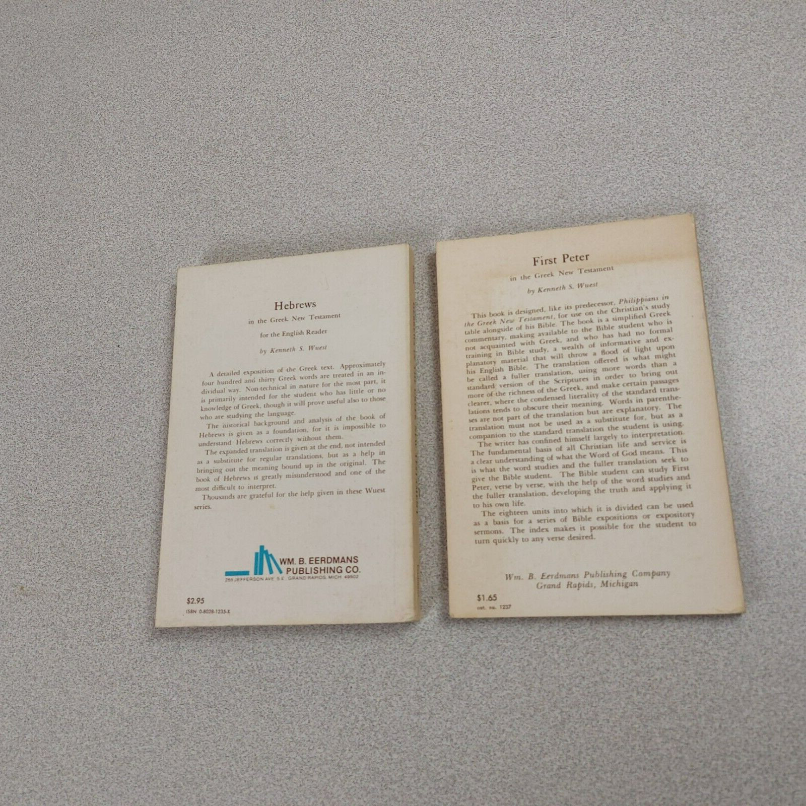 Wuest’s Word Studies Hebrews 1 Peter The Greek New Testament PB VG Unmarked READ