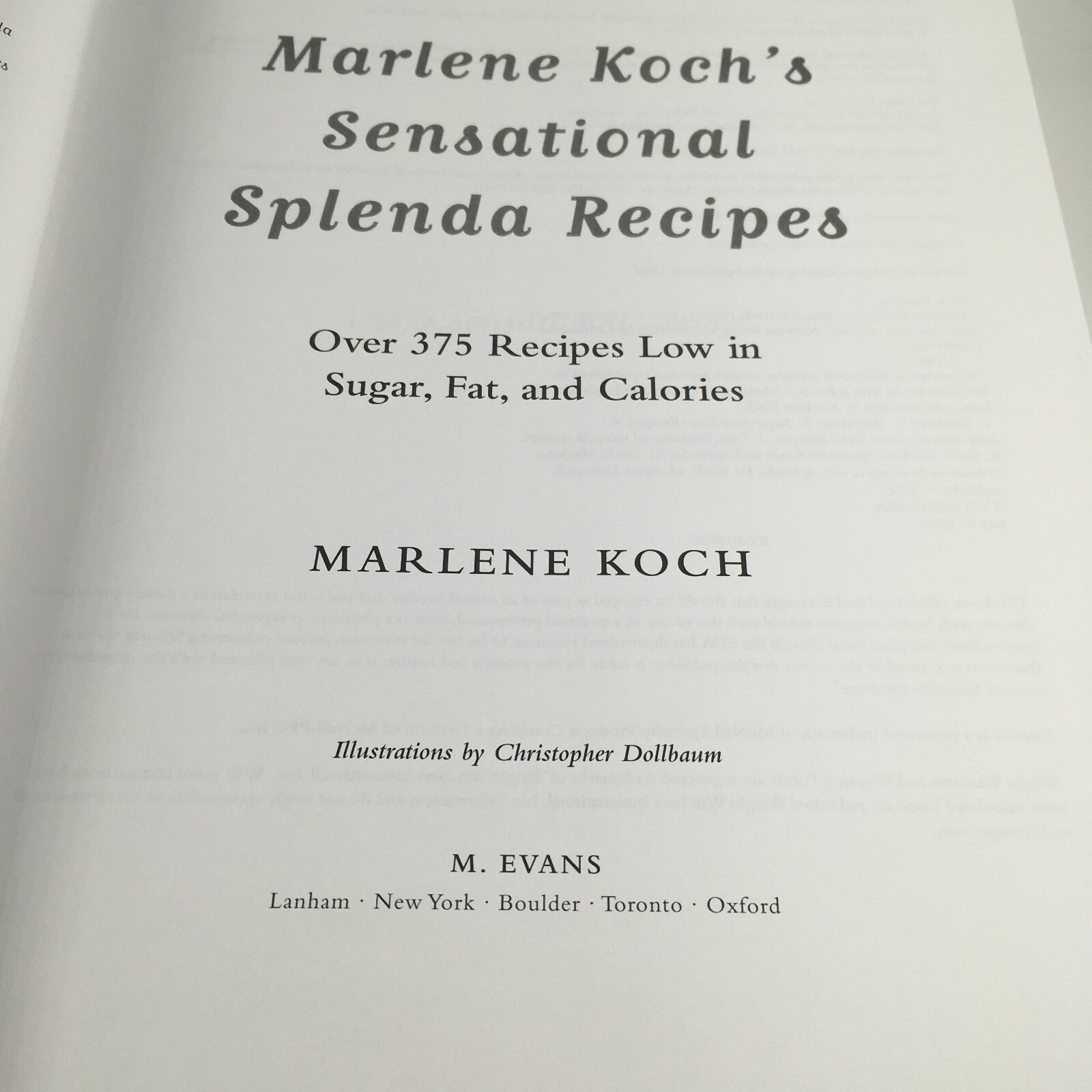 Marlene Koch Sensational Splenda Recipes 2006 Hardcover 375+ Low Sugar Cookbook