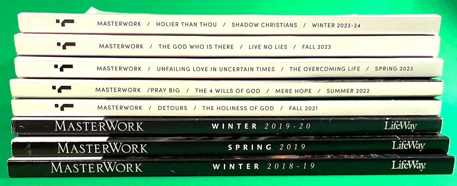 Mixed lot of 8 2018-2024 MasterWork Qrtly Bible studies (pb) from Lifeway