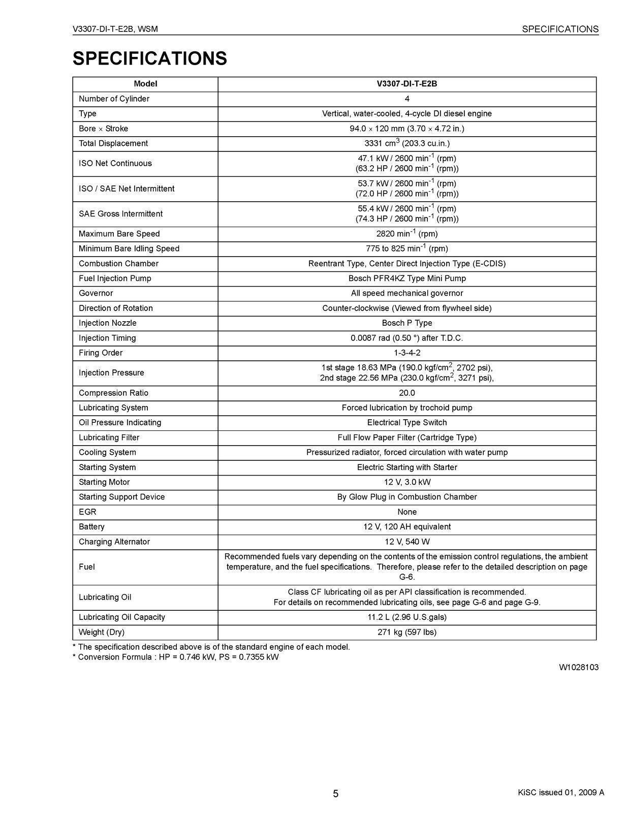 KUBOTA V3307 DIESEL ENGINE V3307-DI-T-E2B WORKSHOP MANUAL EXTRA-DUTY BOUND, COVE