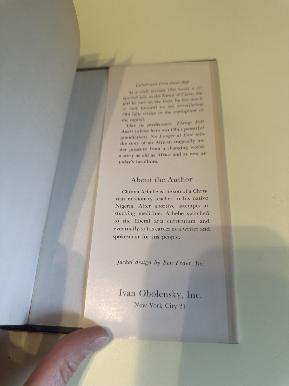 1961 VINTAGE RARE NO LONGER AT EASE RARE HTF CHINUA ACHEBE HC COLLECTIBLE BOOK