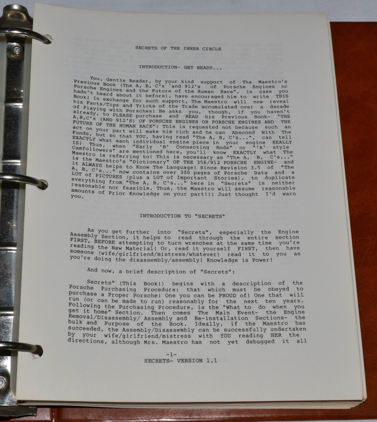 Harry Pellow SECRETS OF THE INNER CIRCLE Porsche 356/912 Engine Guide Manual 1.1