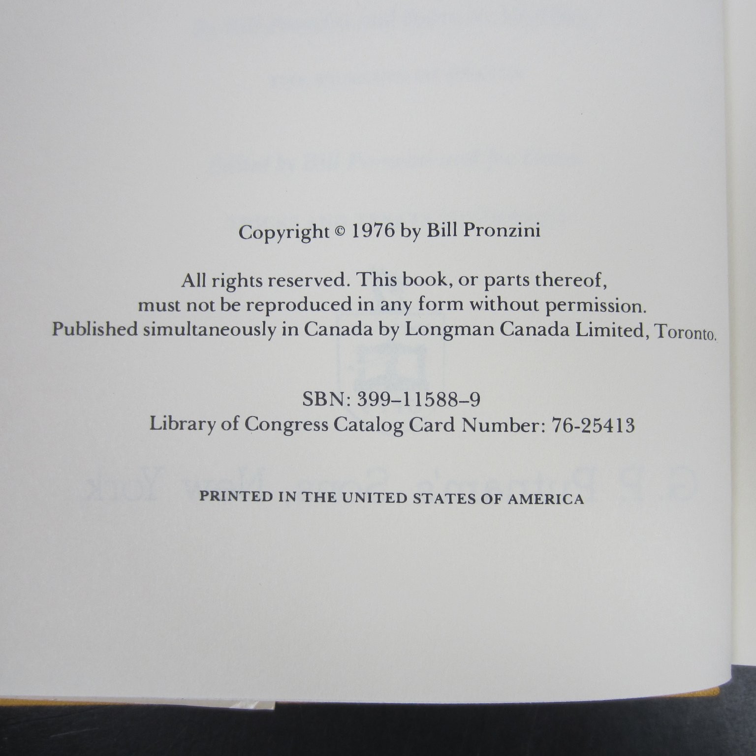 Games Bill Pronzini 1976 Suspense Thriller G. P. Putnam’s Sons HCDJ
