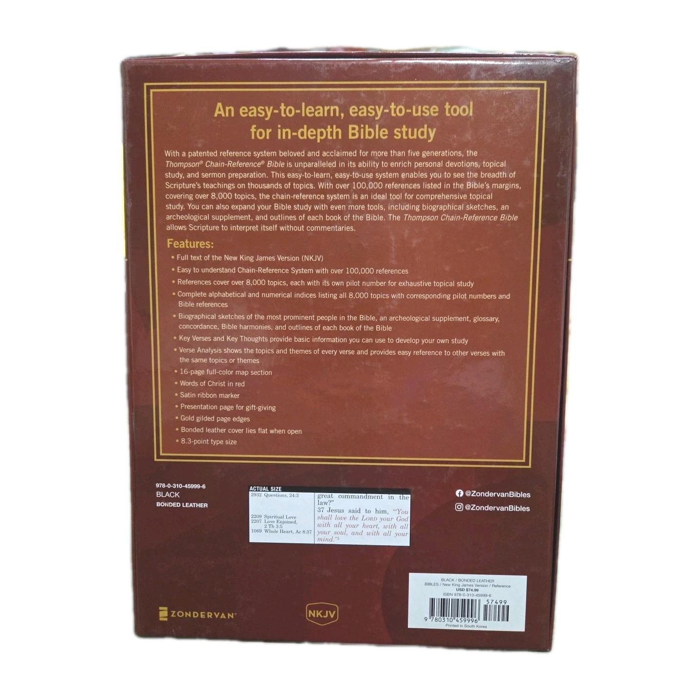 *Read Description* NKJV, Thompson Chain-Reference Bible, Black Bonded Leather
