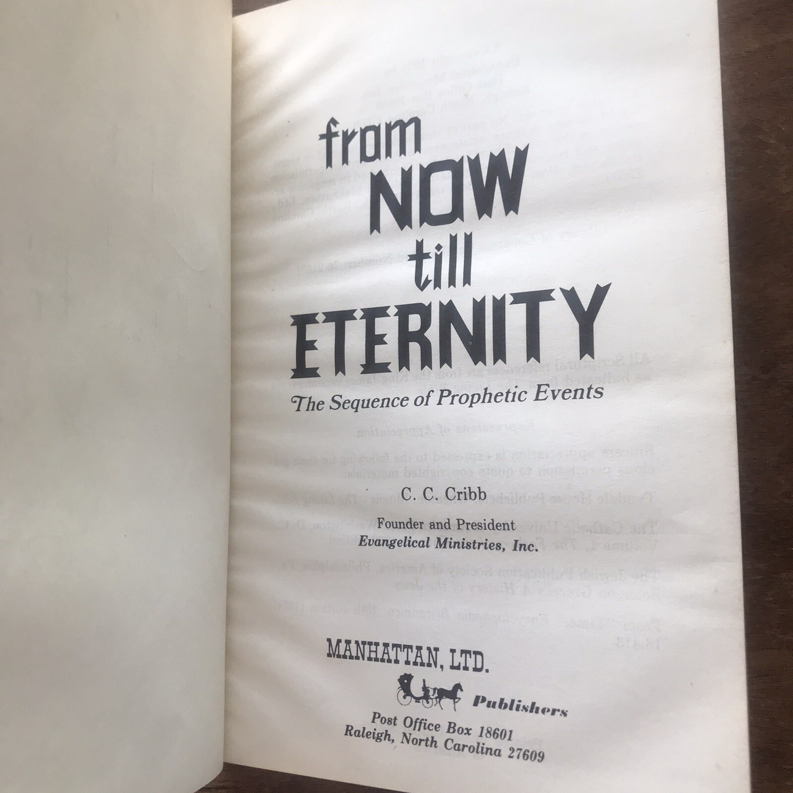 From Now Till Eternity Bible Prophecy Christianity 1976 Signed CC Cribb HC DJ