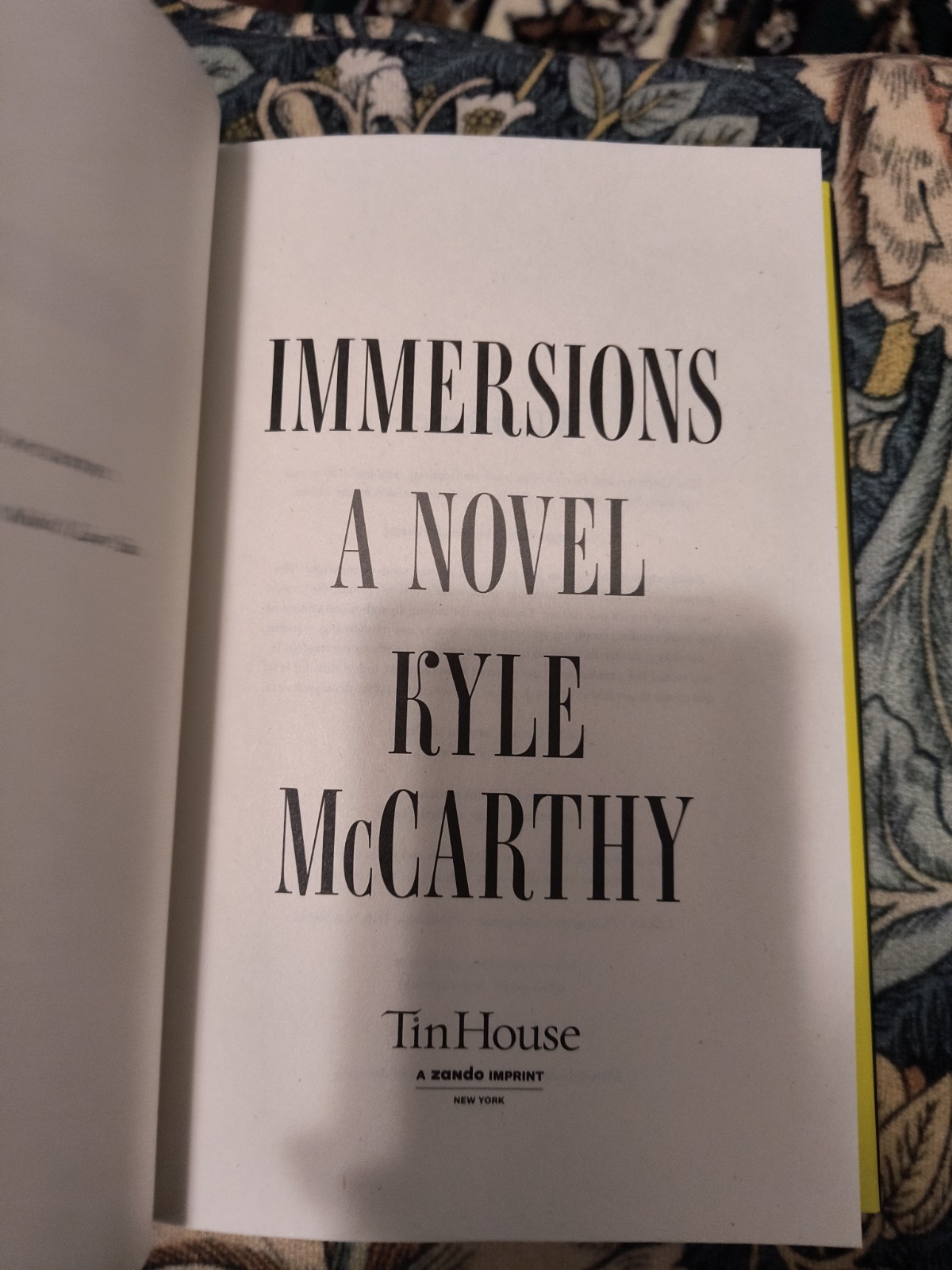 Immersions : A Novel by Kyle McCarthy May 2026 Release NEW Unread