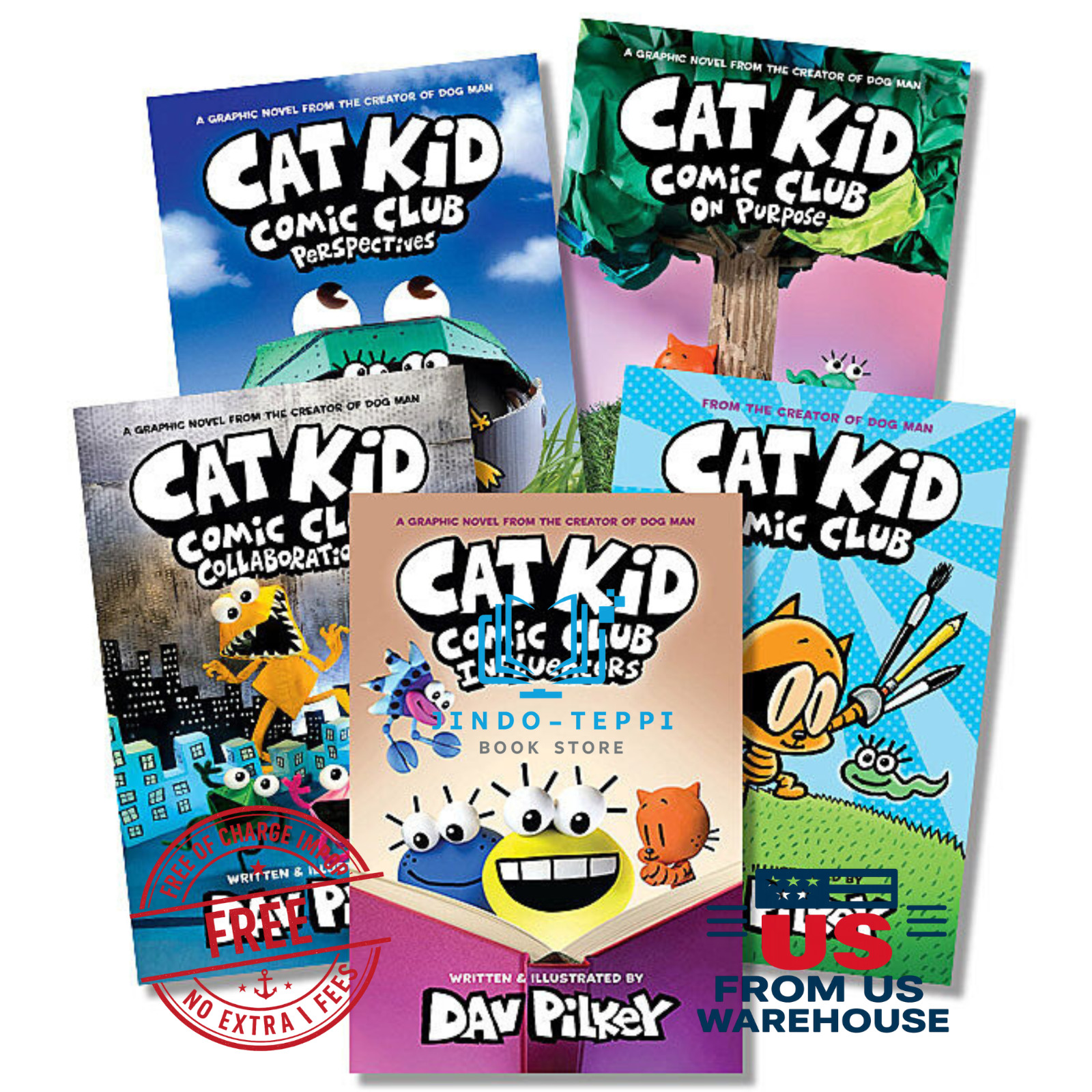 Cat Kid Comic Club #1-5 Hardcover Box Set Dav Pilkey Graphic Novels