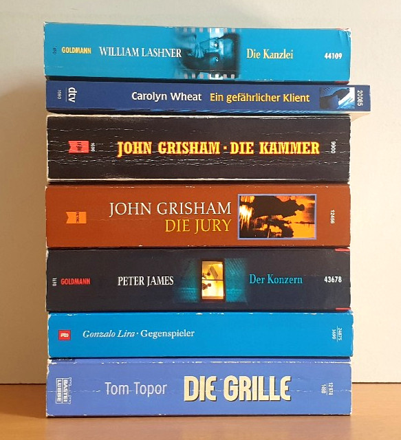BUCHPAKET+KRIMI+THRILLER+7 BÜCHER+TOM TOPOR+PETER JAMES+TB+BUNDLE