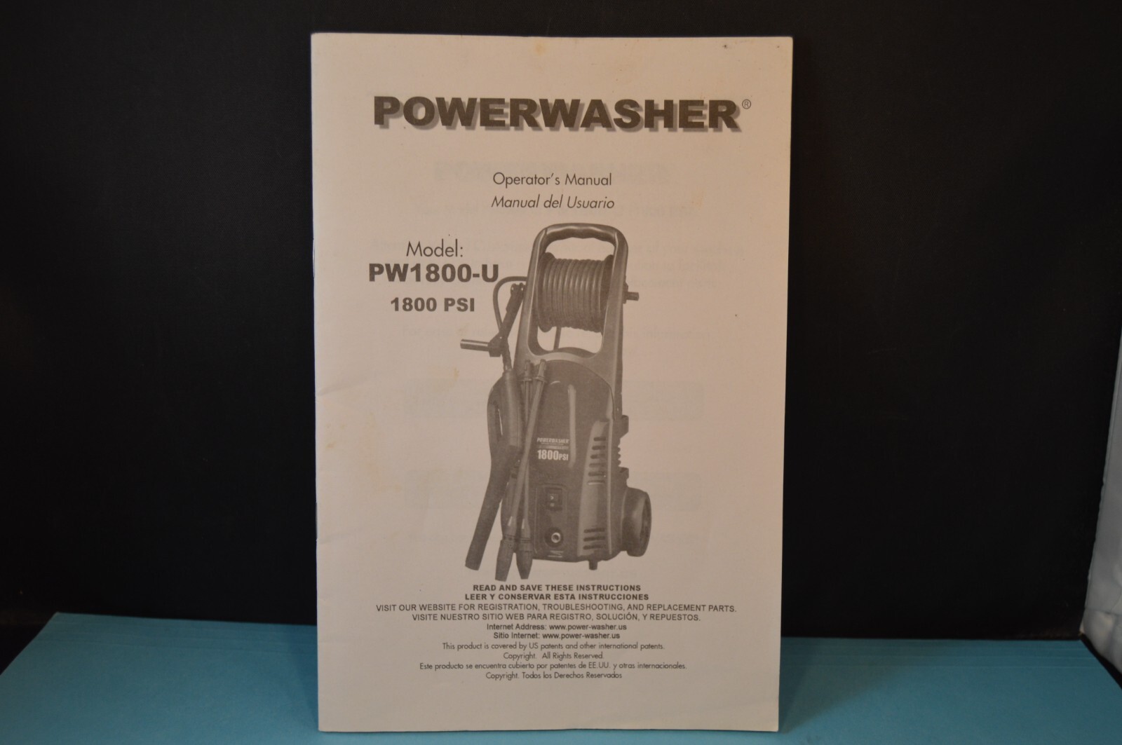 POWERWASHER Model PW1800-U „OPERATOR’S MANUAL“ 1800 PSI 26 Pages INSTRUCTIONS