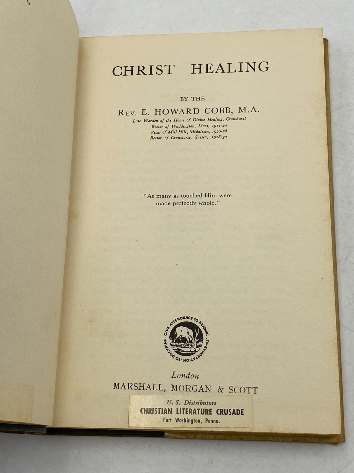Christ Healing by E.Howard Cobb 1961