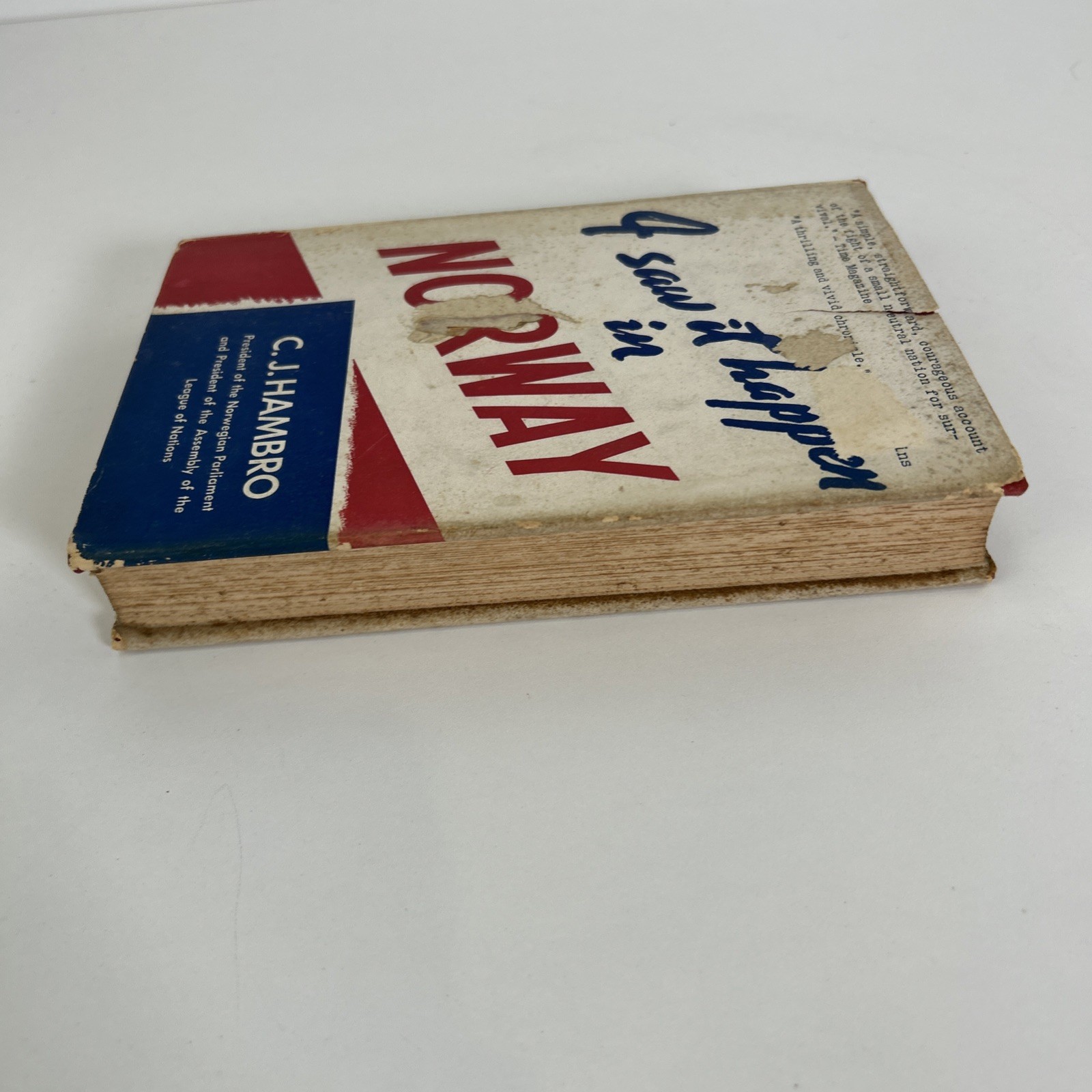 I Saw It Happen In Norway C J Hambro Hardcover Early Edition D Appleton Co. 1940