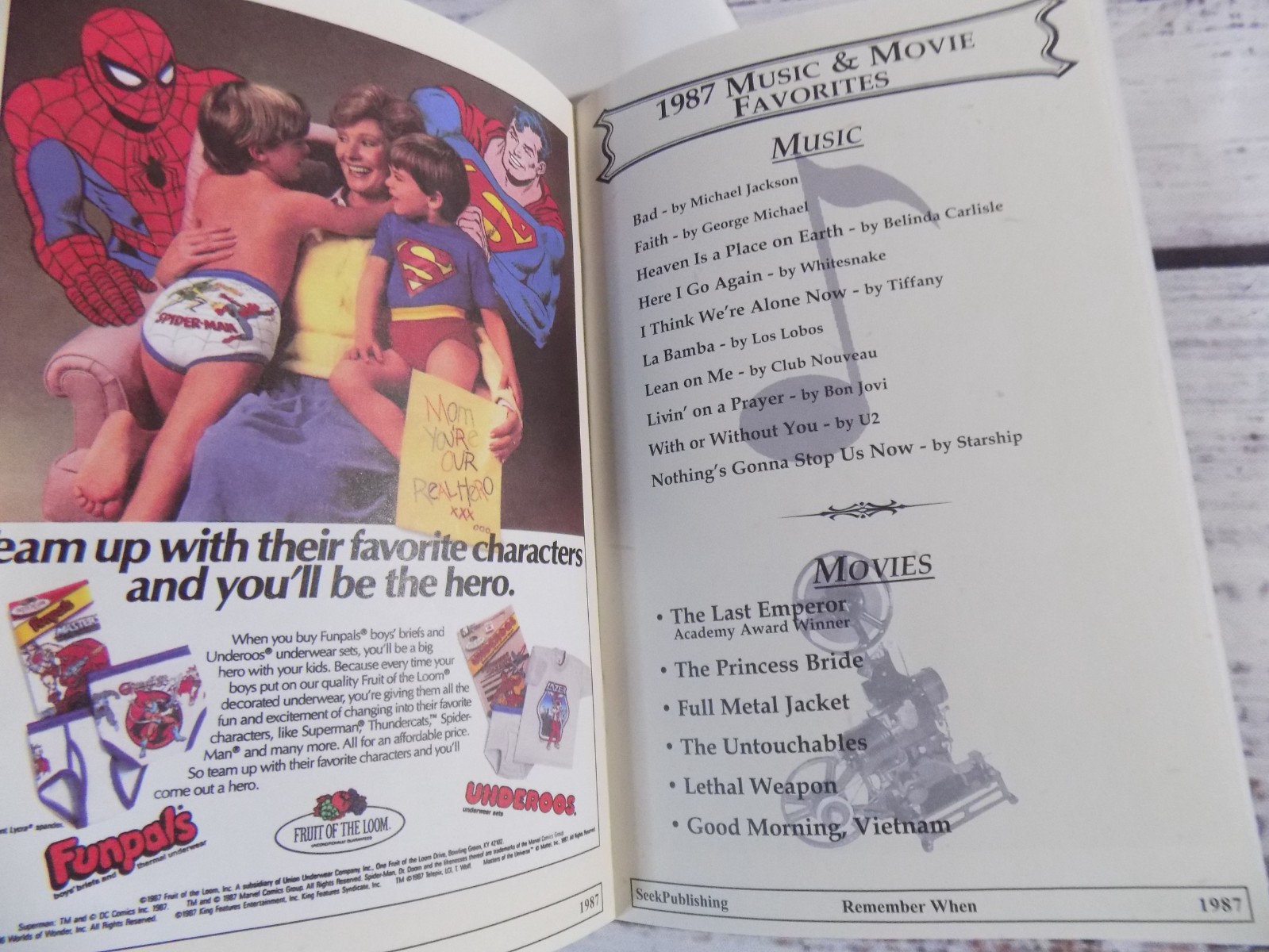 1987 REMEMBER WHEN – A Look Back in Time,“ (5″ x 8″) Gift Booklet, 12 Pages