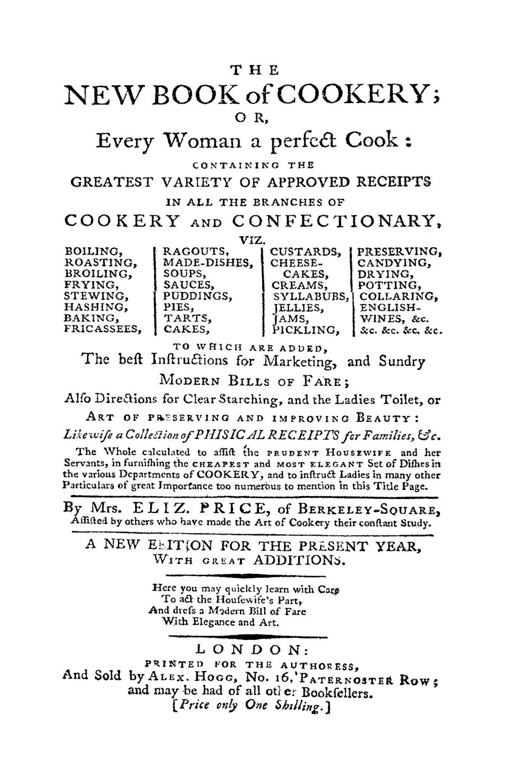 1780 The New Book Of Cookery Vintage Cook Book 97 Pages