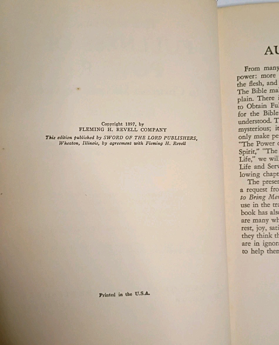 Vintage 1950s R.A. Torrey How to Obtain Fullness of Power Christian Book PB