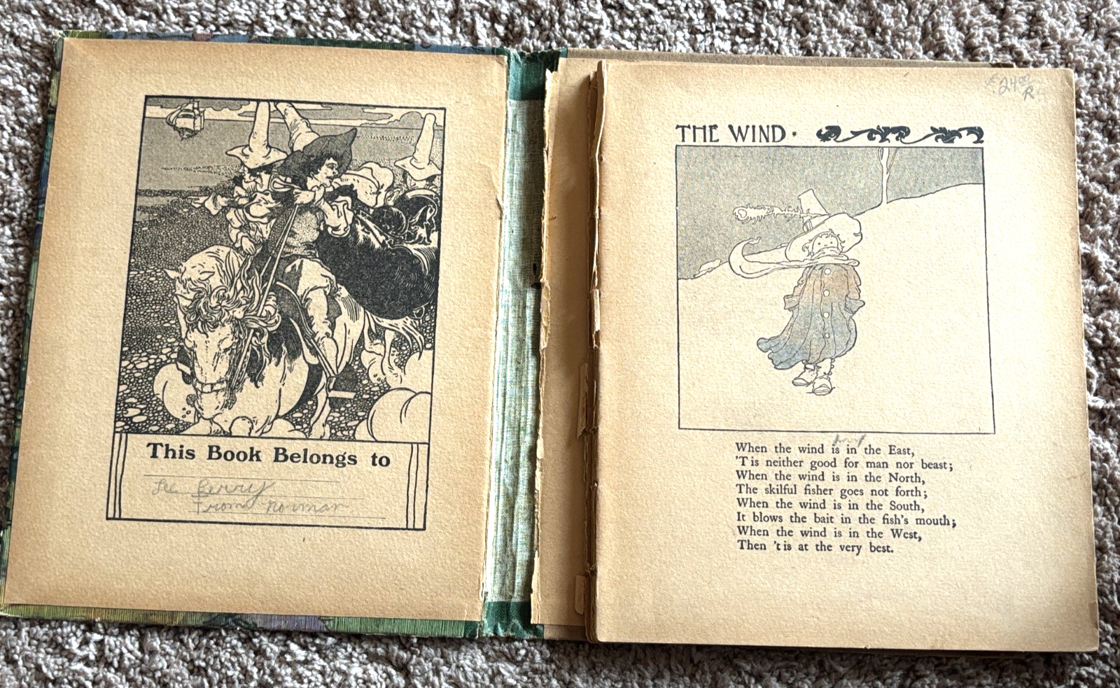 Antique Children’s Illustrated Book Rainy Day Stories Mcloughlin Brothers 1800’s