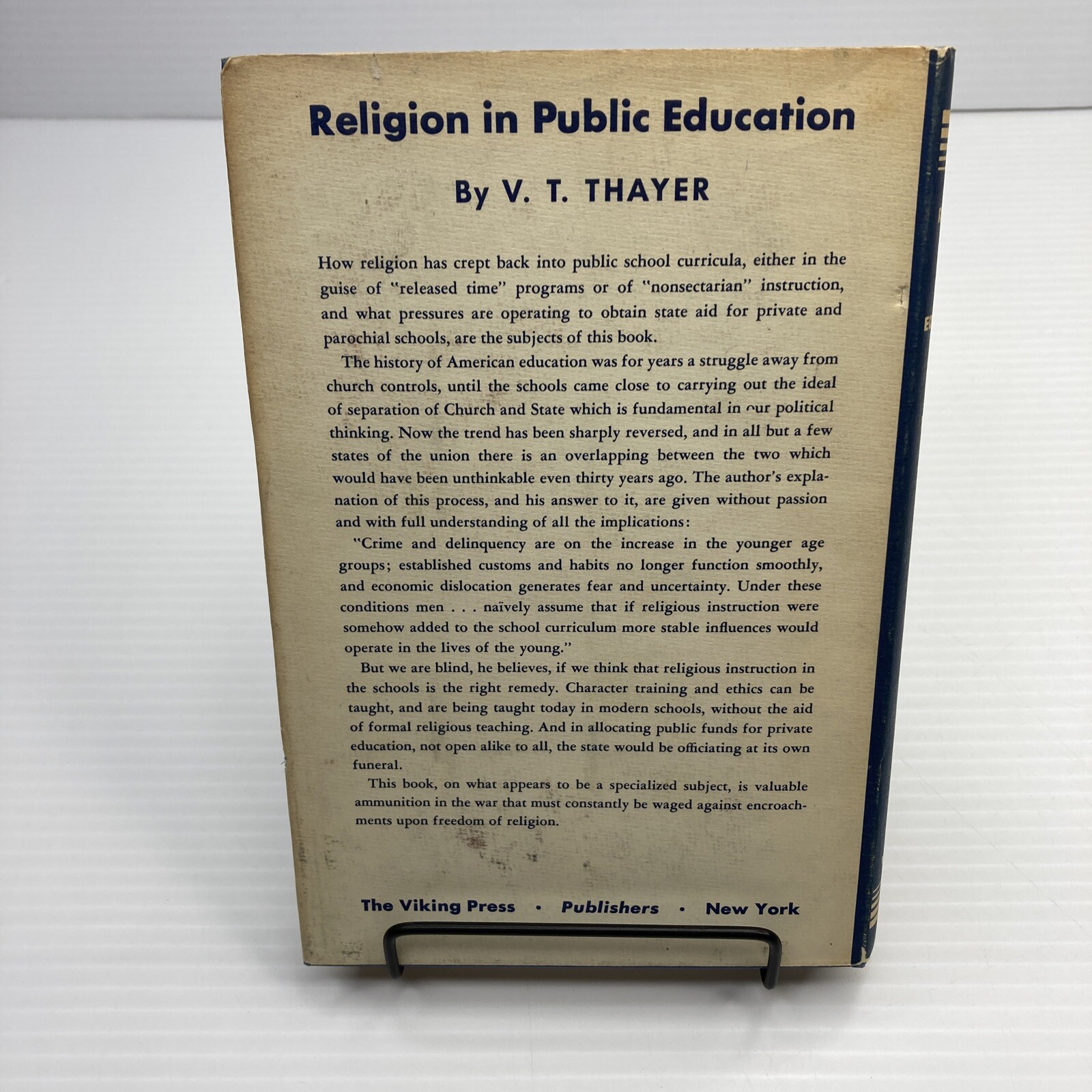 Religion in Public Education Despite Church & State Separation 1947 Thayer HC