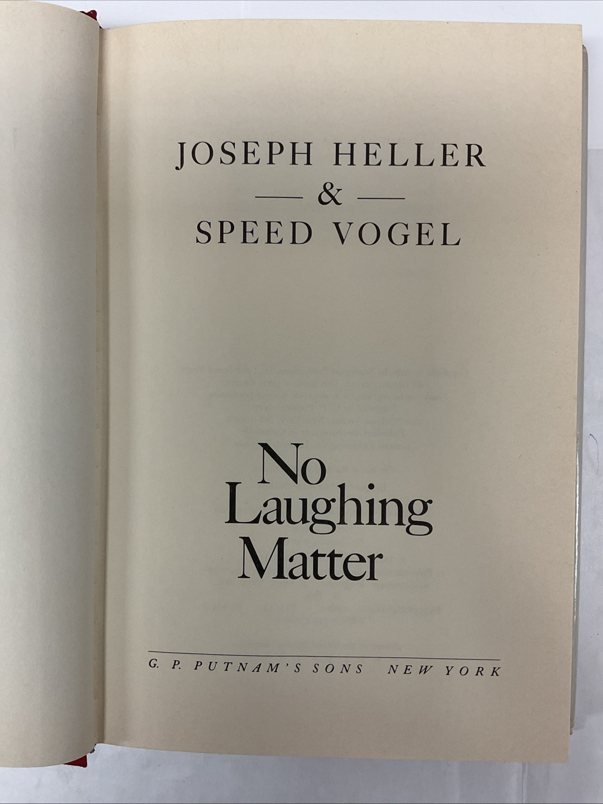No Laughing Matter by Joseph Heller & Speed Vogel (1986, H/C, DJ)