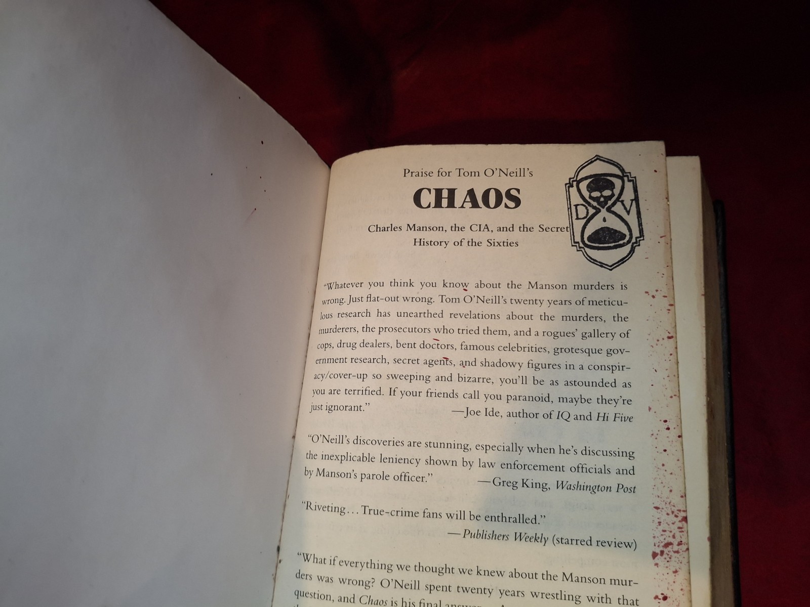 Chaos-Tom O’Neill-FORE EDGE PAINTING Leather Red Gold Skull One-of-a-Kind Manson