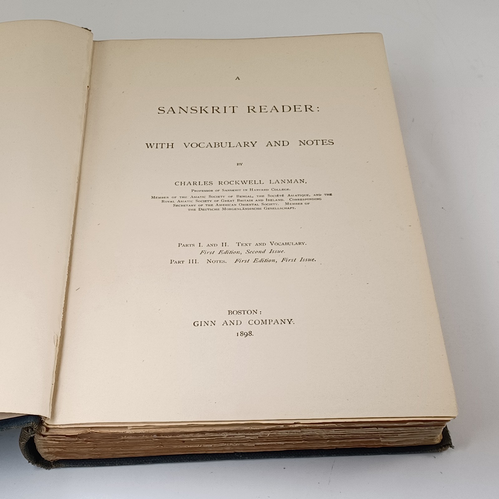 Sanskrit Reader : With Vocabulary And Notes Charles R. Lanman Hardcover 1898