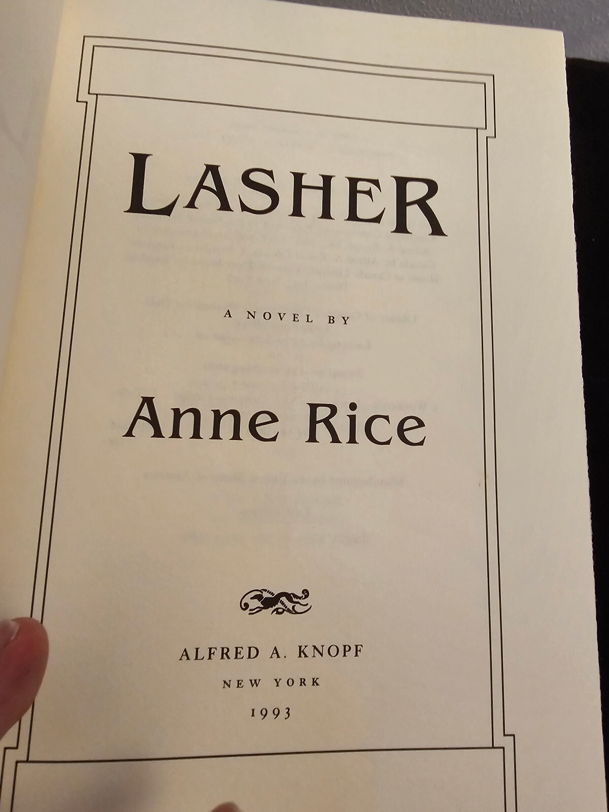 SIGNED Lasher by Anne Rice 1st Edition First Printing 1993 Personalized